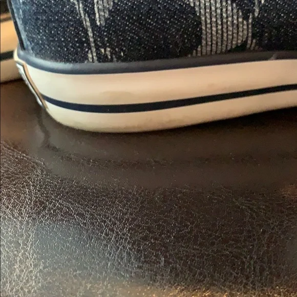 Coach Denim Logo High-Top Sneakers in Blue and White - Picture 6 of 10